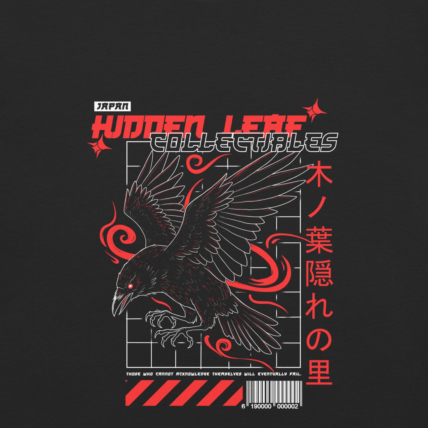 T-shirt brodé unisexe Hidden Leaf Collectibles édition limitée corbeau